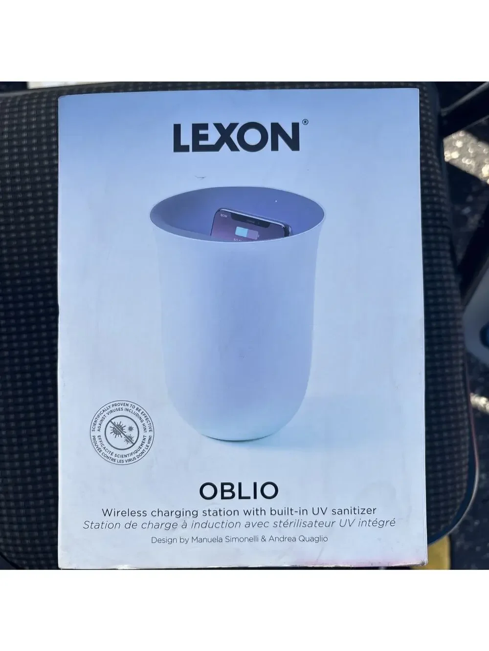 Lexon Oblio Wireless Charging Station and UV Sanitiser White Vase New